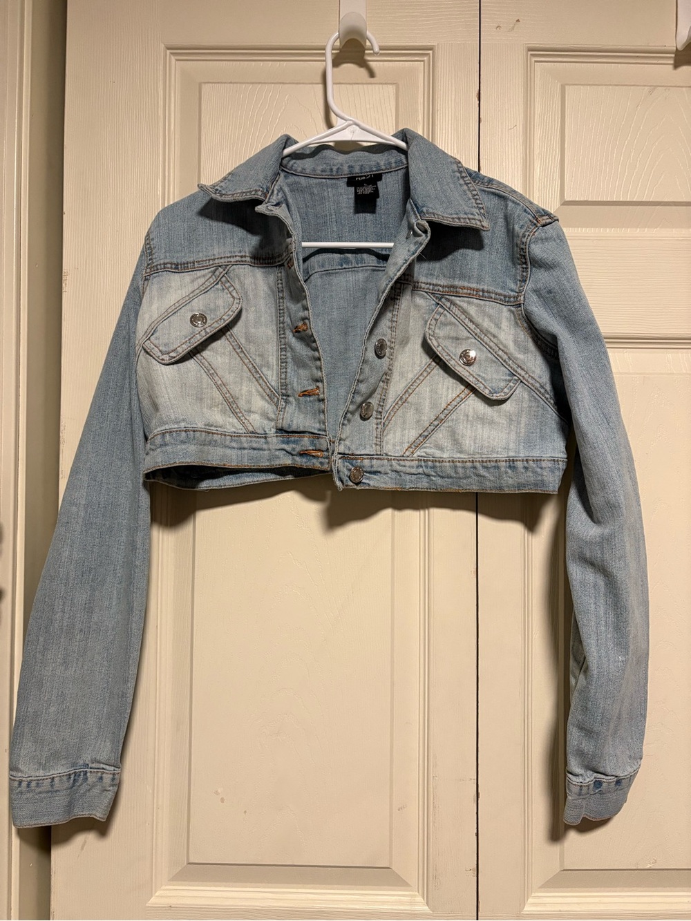 Rue21 Cropped Light Blue Denim Jacket Y2K